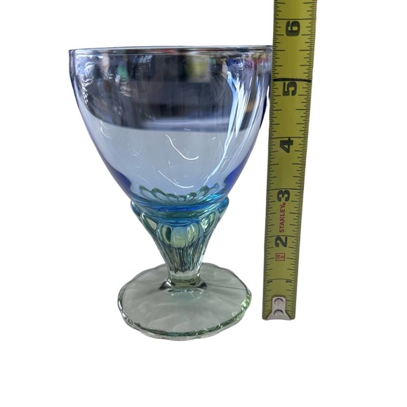 Bormioli Rocco Bahia Pattern Crystal Champagne Goblet Glass Stem Green Blue - Picture 9 of 9